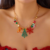 Alloy Rhinestone with Enamel & Plastic Christmas Pendant Bib Necklaces FS-WG99102-08-1