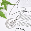 201 Stainless Steel Moon & Arabic Pendants Box Chain Necklaces for Women Men LS-NJEW-R013-02P-2