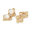 Brass Clear Cubic Zirconia Pave Natural Shell Bowknot Connector Charms KK-P283-06G-2