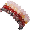 4Pcs Constellation 8mm Round Natural Rhodonite & Rose Quartz & Dyed Jade & Carnelian Beaded Stretch Bracelets for Women BJEW-JB10642-5