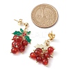 Cherry Alloy Enamel and Carnelian Beads  Studs Earring EJEW-TA00445-3