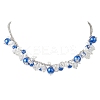 Round Glass Beaded Bib 304 Stainless Steel Rolo Chain Necklaces NJEW-JN05359-01-3