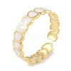 Ion Plating(IP) 304 Stainless Steel Enamel Heart Cuff Finger Rings RJEW-L107-089G-01-1
