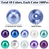 1000Pcs 10 Colors Baking Paint Pearlized Glass Imitation Pearl Round Beads HY-SP0001-01C-2