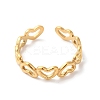 Ion Plating(IP) 304 Stainless Steel Hollow Heart Open Cuff Ring for Women RJEW-K245-28G-1