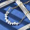 Natural Blue Lace Agate Chip Beaded Necklaces NJEW-C070-04G-03-5