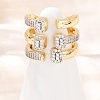 Brass Micro Pave Cubic Zirconia Cuff Rings RJEW-C140-12G-1