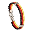 Flag Color Imitation Leather Triple Line Cord Bracelet with Alloy Clasp GUQI-PW0001-086E-1