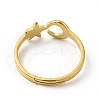 Ion Plating(IP) 304 Stainless Steel Star and Moon Adjustable Ring for Women LS-RJEW-B027-15G-3
