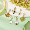 Bee & Honeycomb & Flower & Honey Jar Alloy Enamel Pendant Decorations HJEW-JM01602-2