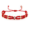 Multi-Layer Glass & Brass Beaded Adjustable Bracelets CL9505-1-3