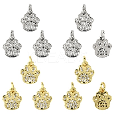 5Pcs Rack Plating Brass Micro Pave Clear Cubic Zirconia Charms KK-YW0003-36G-1