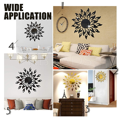 Sunflower Acrylic Mirrors Wall Stickers DIY-CN0001-18C-1