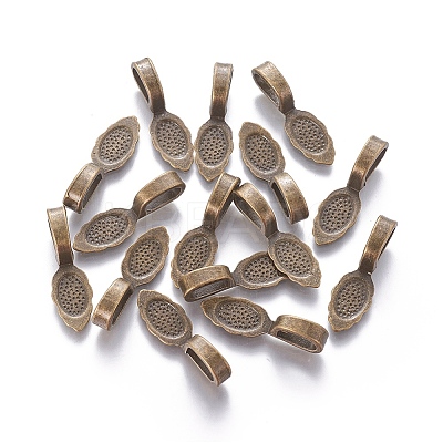 Tibetan Style Alloy Glue-on Flat Pad Bails LS-K0P9R071-1