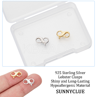 2Pcs 2 Colors 925 Sterling Silver Double Opening Lobster Claw Clasps FIND-SC0003-52-1