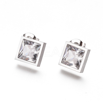 Cubic Zirconia Stud Earrings EJEW-G267-04P-1