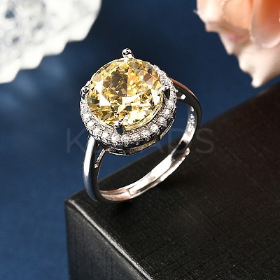 Adjustable 925 Sterling Silver Micro Pave Cubic Zirconia Cuff Rings for Women RJEW-F183-01B-02-1