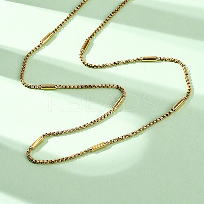 2MM 304 Stainless Steel Column Box Chain Necklaces NJEW-K291-02G-1