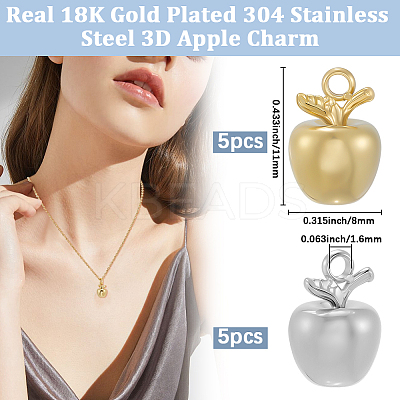 10Pcs 2 Colors 304 Stainless Steel Charm STAS-BBC0007-29-1