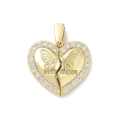 Brass Micro Pave Cubic Zirconia Openable Pendants KK-F905-02G-03-1
