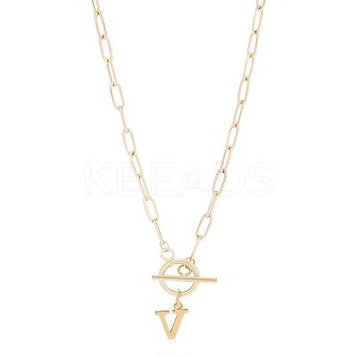 304 Stainless Steel Letter Pendant Necklaces NJEW-LP0001-52V-G-1