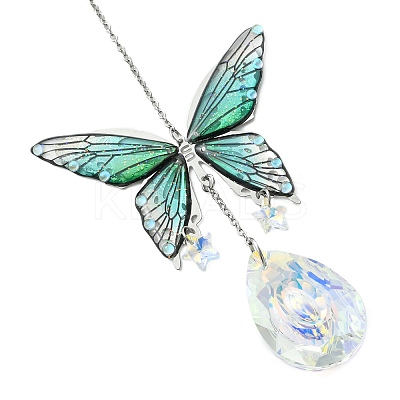 Teardrop Star Glass Crystal Suncatcher HJEW-JM04950-1