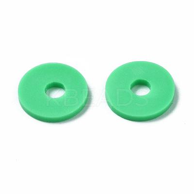 Flat Round Handmade Polymer Clay Beads CLAY-R067-10mm-06-1