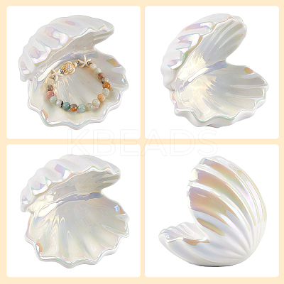 Shell Shape Porcelain Jewelry Plate AJEW-WH20080-08A-1