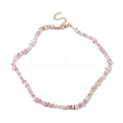 Natural Rose Quartz Chip Beaded Necklace NJEW-JN04616-03-1