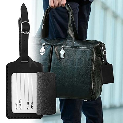 CutHollow 4Pcs PU Leather Luggage Tag OFST-CL0001-01B-03-1