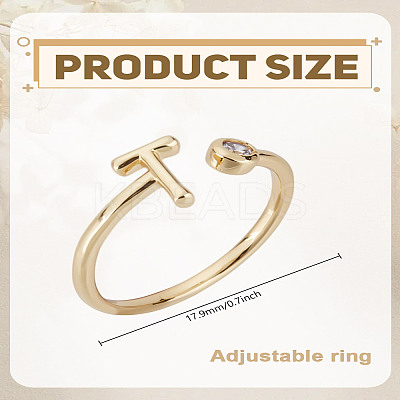 1Pc Brass Micro Pave Clear Cubic Zirconia Open Cuff Rings for Women RJEW-LP0002-37T-1