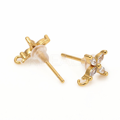 Brass Stud Earring Findings ZIRC-L096-14G-1
