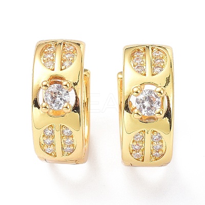 Brass Micro Pave Cubic Zirconia Hoop Earrings ZIRC-P090-06G-1