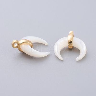 Natural White Shell Mother of Pearl Shell Pendants SSHEL-L017-012G-1