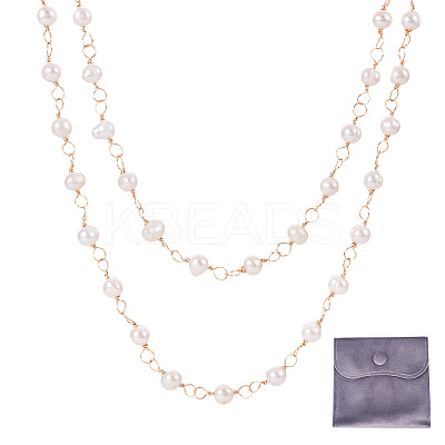 1 Strand Handmade Cultured Freshwater Pearl Beaded Chains AJEW-TA0001-93-1