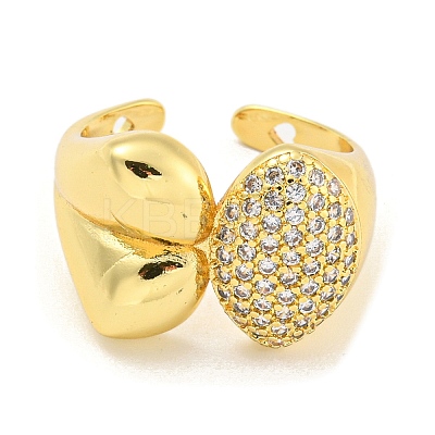 Oval Clear Cubic Zirconia Open Cuff Ring RJEW-L121-042G-1