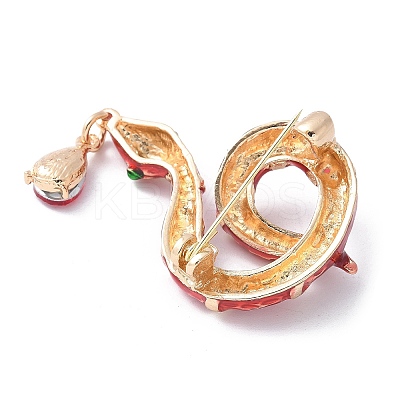 Rhinestone Snake Aolly Brooch with Enamel JEWB-V002-17B-1