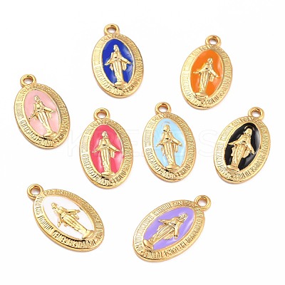 Golden Alloy Enamel Pendants KK-P197-16G-1