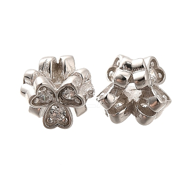 925 Sterling Silver Micro Pave Clear Cubic Zirconia Beads STER-B006-21P-1