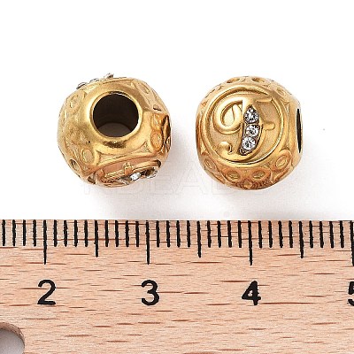 Ion Plating(IP) 304 Stainless Steel Rhinestone European Beads STAS-A092-10F-G-1