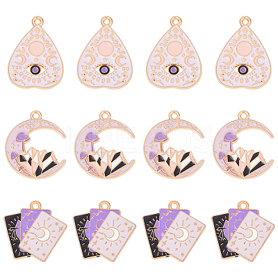 18Pcs 3 Styles Tarot Style Alloy Eanaml Pendants FIND-DC0006-60-1