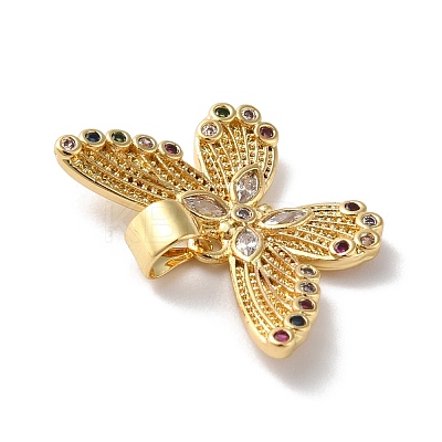 Rack Plating Brass Micro Pave Cubic Zirconia Pendants KK-A160-10G-1