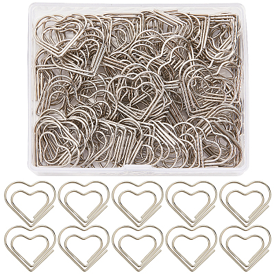 100Pcs Heart Shape Iron Paper Clips TOOL-WH20002-03A-P-1