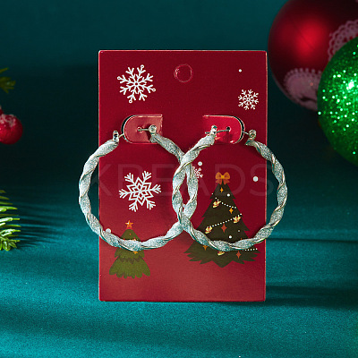 Christmas Alloy Enamel Twist Hoop Earrings FS-WG4C0CB-04-1