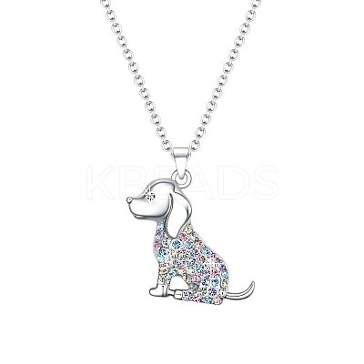 Alloy Colorful Rhinestone Cute Dog Pendant Necklaces FS-WG0BEF0-01-1