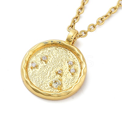 304 Stainless Steel Cubic Zirconia Constellation Flat Round Pendants LS-STAS-S145-01L-1