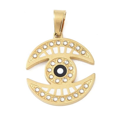 Ion Plating(IP) 304 Stainless Steel Enamel Rhinestone Pendants STAS-Q325-03G-G-1