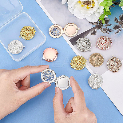 10Pcs 5 Colors Brass Diffuser Locket Pendants KK-BC0008-30-1