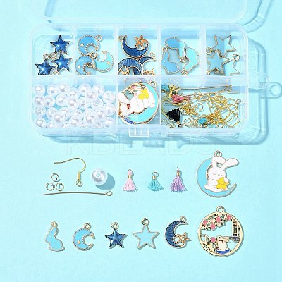 DIY Alloy Enamel & Acrylic & Polycotton Tassel Dangle Earrings Making Kits DIY-FS0001-21B-1