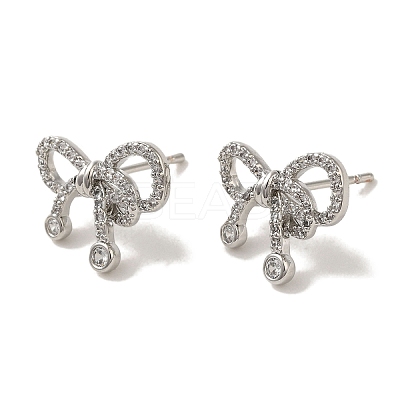 Rack Plating Brass Micro Pave Cubic Zirconia Studs Earrings EJEW-R162-20G-1